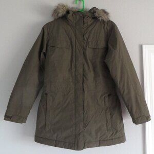 Columbia Women's Winter Puffer Coat/Jacket Size M Waterproof Army Green Faux Fur